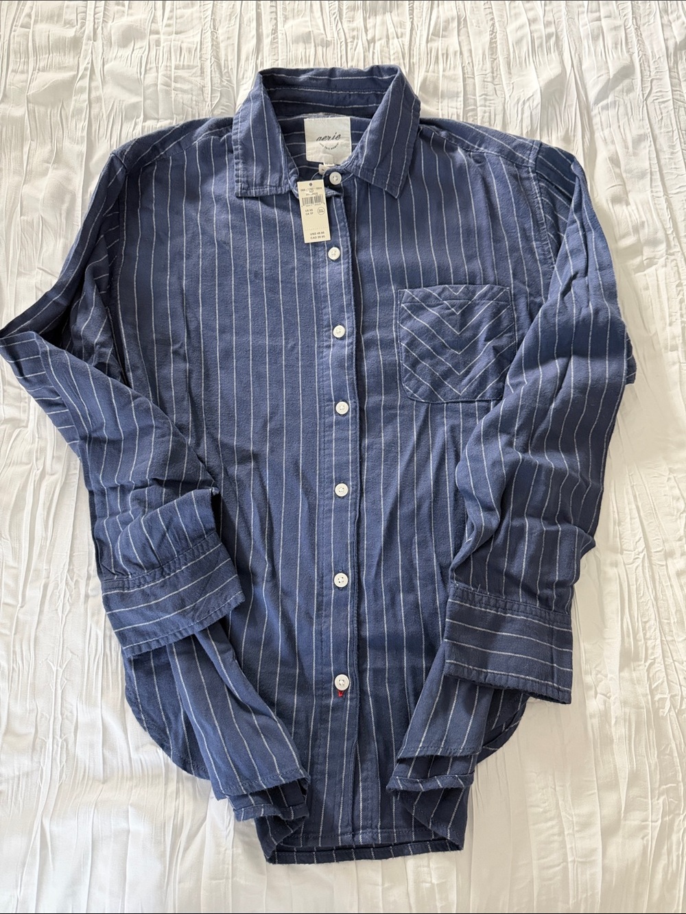 aerie Navy Striped Button-Down Shirt